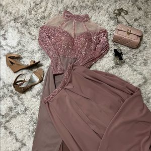 Party, occasion long dress with tail